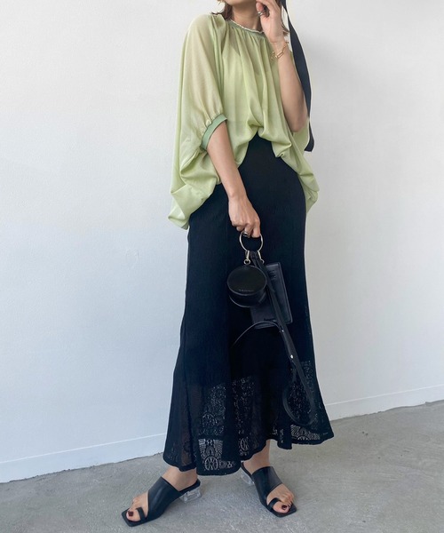 Birthday room(バースデイルーム)の「ギャザーシアードルマントップス(シャツ/ブラウス・レディース・ブラック/ミント/モカ/ナチュラル・FREE)」の7枚目の写真