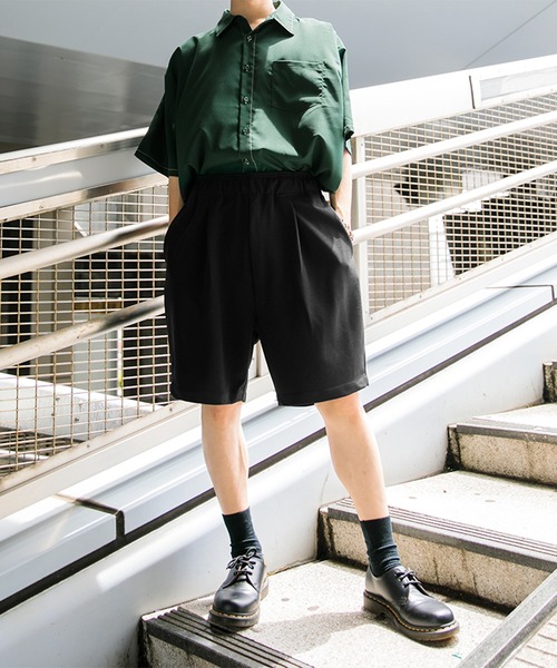 Adoon plain（アドーンプレーン）の「【Adoon plain】ナシジワイドハーフパンツ（その他パンツ・メンズ・ブラック/オフホワイト・MEDIUM/SMALL/LARGE）」の11枚目の写真