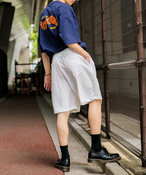 Adoon plain（アドーンプレーン）の「【Adoon plain】ナシジワイドハーフパンツ（その他パンツ・メンズ・ブラック/オフホワイト・MEDIUM/SMALL/LARGE）」の4枚目の写真