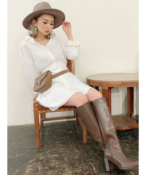 GYDA（ジェイダ）の「バックオープンシャツワンピース（ワンピース・レディース・ブラック/オフホワイト・FREE）」の21枚目の写真