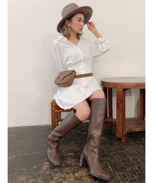 GYDA（ジェイダ）の「バックオープンシャツワンピース（ワンピース・レディース・ブラック/オフホワイト・FREE）」の20枚目の写真