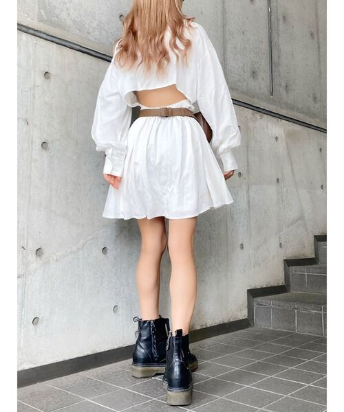 GYDA（ジェイダ）の「バックオープンシャツワンピース（ワンピース・レディース・ブラック/オフホワイト・FREE）」の16枚目の写真