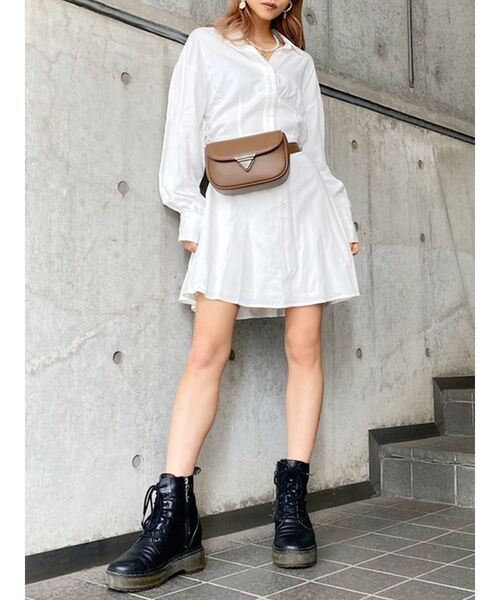 GYDA（ジェイダ）の「バックオープンシャツワンピース（ワンピース・レディース・ブラック/オフホワイト・FREE）」の14枚目の写真