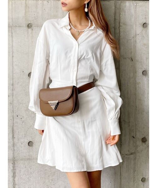 GYDA（ジェイダ）の「バックオープンシャツワンピース（ワンピース・レディース・ブラック/オフホワイト・FREE）」の13枚目の写真