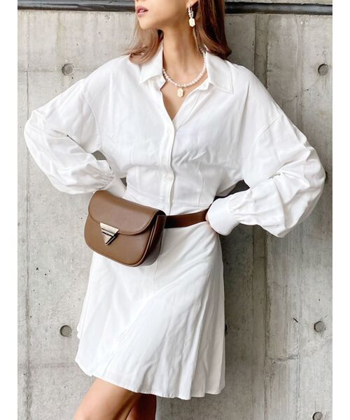 GYDA（ジェイダ）の「バックオープンシャツワンピース（ワンピース・レディース・ブラック/オフホワイト・FREE）」の11枚目の写真