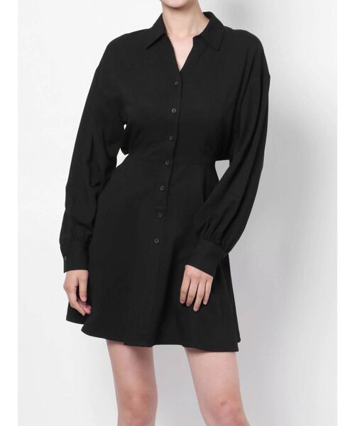 GYDA（ジェイダ）の「バックオープンシャツワンピース（ワンピース・レディース・ブラック/オフホワイト・FREE）」の10枚目の写真