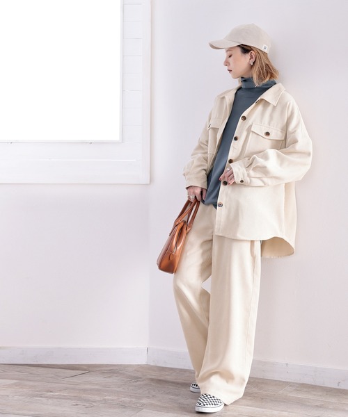 classicalelf（クラシカルエルフ）の「ワイドなのに美シルエット。セットアップも楽しめるコーデュロイパンツ。（その他パンツ・レディース・チャコールグレー/ベージュ/ブラウン/モカ・SMALL/MEDIUM/LARGE/X-LARGE/XX-LARGE）」の17枚目の写真