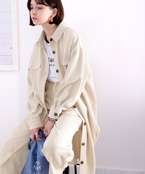 classicalelf（クラシカルエルフ）の「ワイドなのに美シルエット。セットアップも楽しめるコーデュロイパンツ。（その他パンツ・レディース・チャコールグレー/ベージュ/ブラウン/モカ・SMALL/MEDIUM/LARGE/X-LARGE/XX-LARGE）」の19枚目の写真