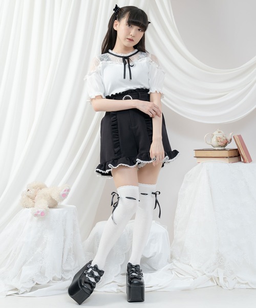 DearMyLove（ディアマイラブ）の「選べるリボンニーハイソックス（ソックス/靴下・レディース・ホワイト系その他2/ブラック系その他2/ブラック系その他/ホワイト系その他/ホワイト×ブラック/ブラック×ホワイト/オフホワイト/ホワイト/ブラック・23-25cm）」の11枚目の写真