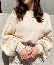 SLURR | 【マシンウォッシャブル】フラワーモチーフニット(ニット/セーター)