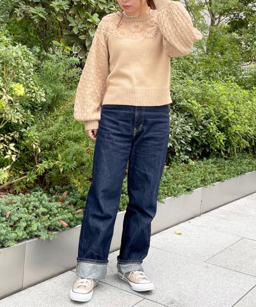 SLURR（スラ―）の「【マシンウォッシャブル】フラワーモチーフニット（ニット/セーター・レディース・ベージュ/アイボリー・FREE）」の17枚目の写真