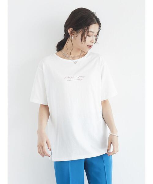 Green　Parks（グリーンパークス）の「バックロゴPtTシャツ＊（Tシャツ/カットソー・レディース・オフホワイト/ベージュ/チャコールグレー・FREE）」の4枚目の写真