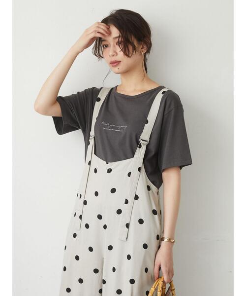 Green　Parks（グリーンパークス）の「バックロゴPtTシャツ＊（Tシャツ/カットソー・レディース・オフホワイト/ベージュ/チャコールグレー・FREE）」の5枚目の写真