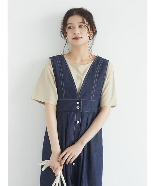 Green　Parks（グリーンパークス）の「バックロゴPtTシャツ＊（Tシャツ/カットソー・レディース・オフホワイト/ベージュ/チャコールグレー・FREE）」の6枚目の写真