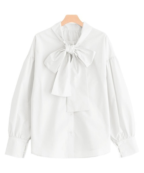 Pierrot（ピエロ）の「マルチwayビックリボンブラウス（シャツ/ブラウス・レディース・ライトグレー/オフホワイト/ネイビー/ブラック・M/L）」の6枚目の写真