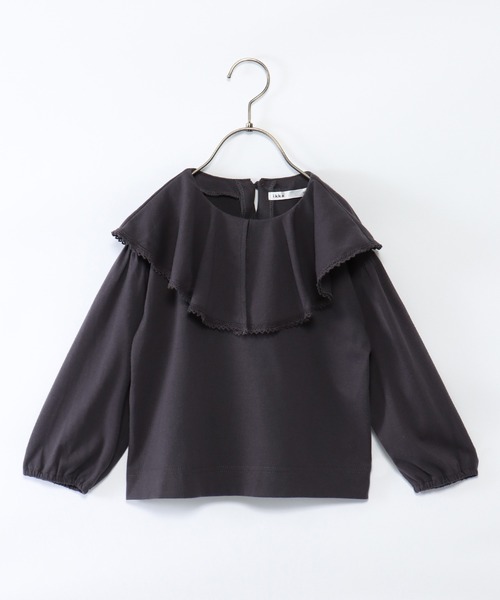 ikka(イッカ)の「【キッズ】ビッグフリル襟T(120~160cm)(Tシャツ/カットソー・キッズ・チャコールグレー・120/130/140/150/160)」の1枚目の写真