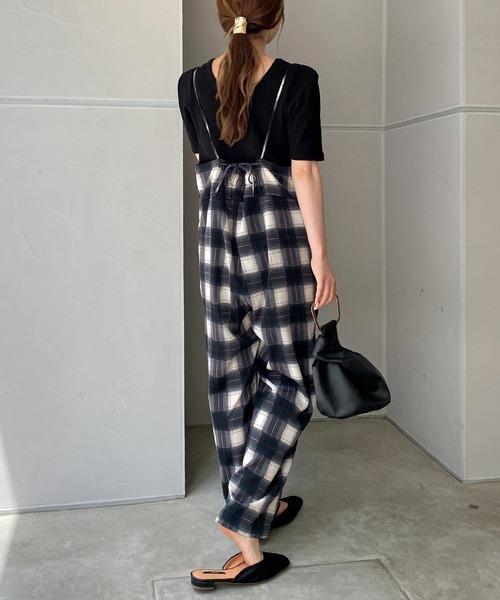 CAPRICIEUX LE'MAGE(カプリシューレマージュ)の「チェックキャミロンパース(サロペット/オーバーオール・レディース・グリーン/レッド・FREE)」の12枚目の写真