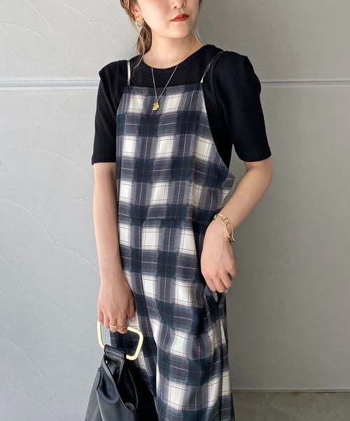 CAPRICIEUX LE'MAGE(カプリシューレマージュ)の「チェックキャミロンパース(サロペット/オーバーオール・レディース・グリーン/レッド・FREE)」の8枚目の写真