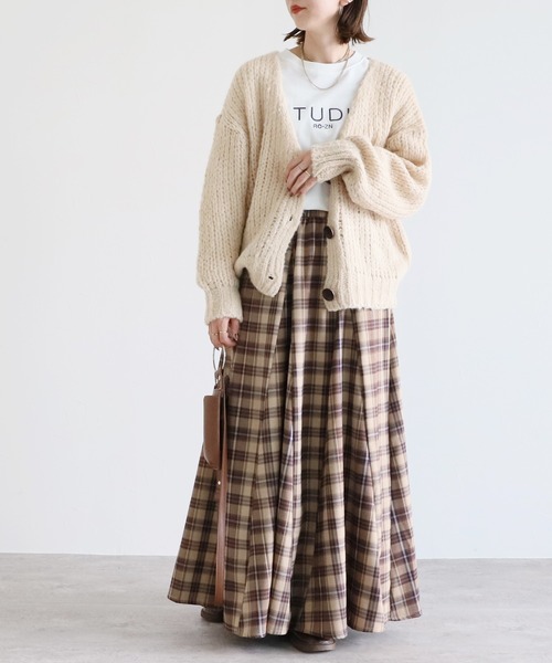 reca(レカ)の「チェックロングスカート(スカート・レディース・パープル系その他/ネイビー系/マスタード/ベージュ/グリーン・FREE)」の17枚目の写真