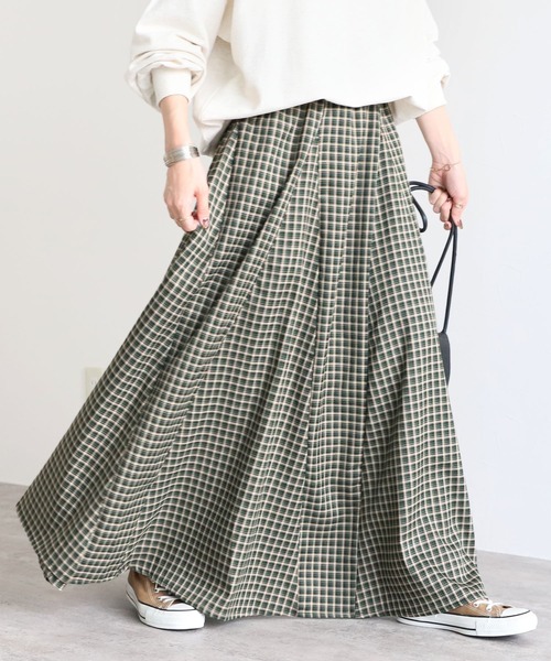 reca(レカ)の「チェックロングスカート(スカート・レディース・パープル系その他/ネイビー系/マスタード/ベージュ/グリーン・FREE)」の19枚目の写真