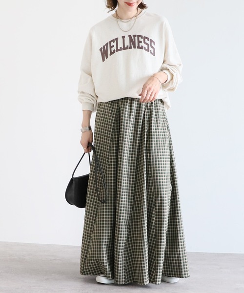 reca(レカ)の「チェックロングスカート(スカート・レディース・パープル系その他/ネイビー系/マスタード/ベージュ/グリーン・FREE)」の22枚目の写真