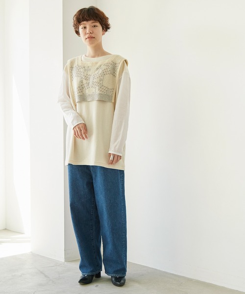 nitca（ニトカ）の「トライバルヘキサゴンジャカード ニット襟（付け襟・レディース・ブラック/アイボリー・FREE）」の14枚目の写真