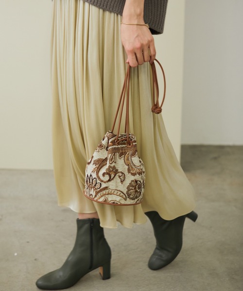 ROPE'（ロペ）の「ジャガード巾着ミニバッグ（ハンドバッグ・レディース・ベージュ/ブルー・FREE）」の14枚目の写真