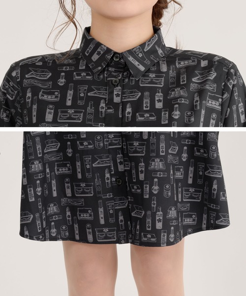 【美品】MARY QUANT ブラックシャツワンピース 2024 現行 MARY QUANT デイジーワンポイントシャツ ワンピース 2024