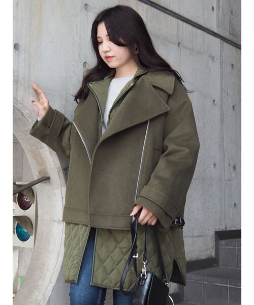 EVRIS（エヴリス）の「ライダースレイヤードブルゾン（ブルゾン・レディース・ブラック/カーキ・FREE）」の12枚目の写真