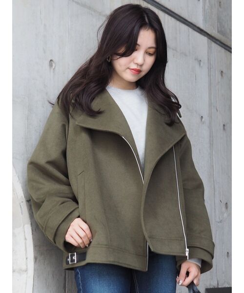 EVRIS（エヴリス）の「ライダースレイヤードブルゾン（ブルゾン・レディース・ブラック/カーキ・FREE）」の16枚目の写真