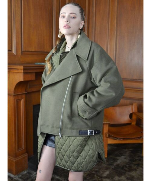 EVRIS（エヴリス）の「ライダースレイヤードブルゾン（ブルゾン・レディース・ブラック/カーキ・FREE）」の8枚目の写真