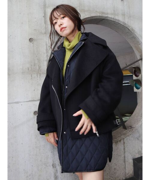 EVRIS（エヴリス）の「ライダースレイヤードブルゾン（ブルゾン・レディース・ブラック/カーキ・FREE）」の21枚目の写真