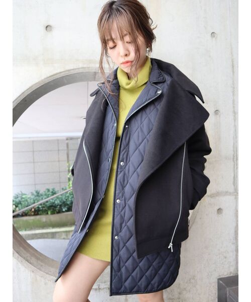 EVRIS（エヴリス）の「ライダースレイヤードブルゾン（ブルゾン・レディース・ブラック/カーキ・FREE）」の9枚目の写真