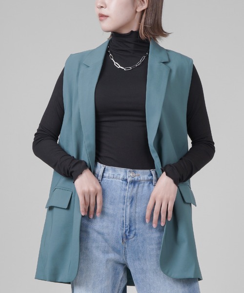 SPINNS(スピンズ)の「【セットアップ対応】テーラードベスト(ベスト・レディース・ブラック/ベージュ/ブラウン/グリーン・ONESIZE)」の4枚目の写真