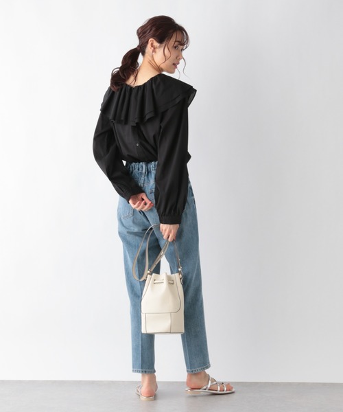 GLOBAL WORK（グローバルワーク）の「3WAY襟フリルブラウス/959694（シャツ/ブラウス・レディース・ブラック/キャメル/ホワイト・LARGE/MEDIUM）」の7枚目の写真