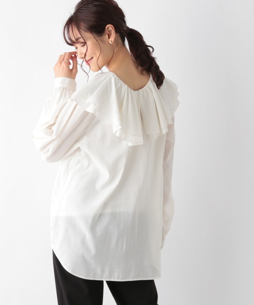 GLOBAL WORK（グローバルワーク）の「3WAY襟フリルブラウス/959694（シャツ/ブラウス・レディース・ブラック/キャメル/ホワイト・LARGE/MEDIUM）」の15枚目の写真