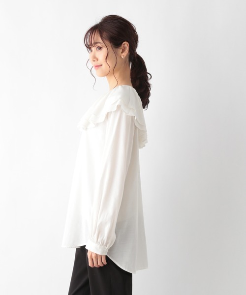 GLOBAL WORK（グローバルワーク）の「3WAY襟フリルブラウス/959694（シャツ/ブラウス・レディース・ブラック/キャメル/ホワイト・LARGE/MEDIUM）」の12枚目の写真