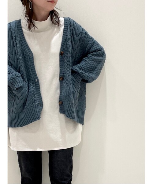 SHOO・LA・RUE(シューラルー)の「◆ざっくりカノコケーブルカーディガン(カーディガン/ボレロ・レディース・ライトブルー/ダークグリーン/アイボリー/サンドベージュ/マスタード/グレー系その他/ライトパープル/ダークブラウン系3/レモンイエロー/ライトグリーン/ライトグレー/ブラック・00)」の18枚目の写真