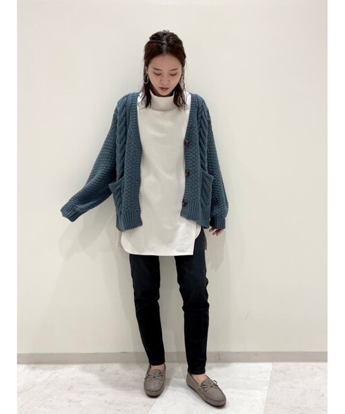 SHOO・LA・RUE(シューラルー)の「◆ざっくりカノコケーブルカーディガン(カーディガン/ボレロ・レディース・ライトブルー/ダークグリーン/アイボリー/サンドベージュ/マスタード/グレー系その他/ライトパープル/ダークブラウン系3/レモンイエロー/ライトグリーン/ライトグレー/ブラック・00)」の20枚目の写真