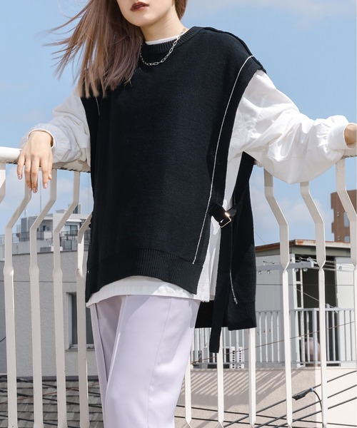 Ellno Loset（エルノロゼット）の「ニットベスト×ロンＴセット（ニット/セーター・メンズ・ブラック・MEDIUM/LARGE）」の8枚目の写真