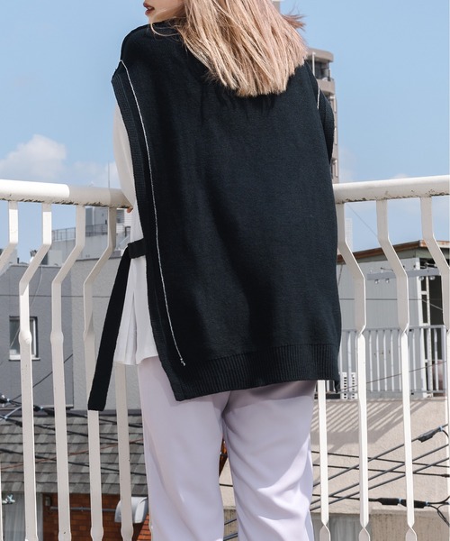 Ellno Loset（エルノロゼット）の「ニットベスト×ロンＴセット（ニット/セーター・メンズ・ブラック・MEDIUM/LARGE）」の6枚目の写真