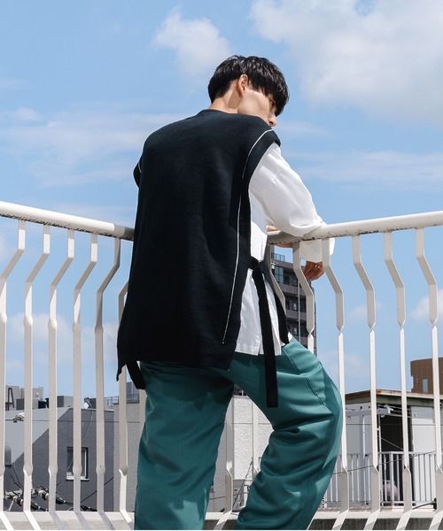 Ellno Loset（エルノロゼット）の「ニットベスト×ロンＴセット（ニット/セーター・メンズ・ブラック・MEDIUM/LARGE）」の4枚目の写真