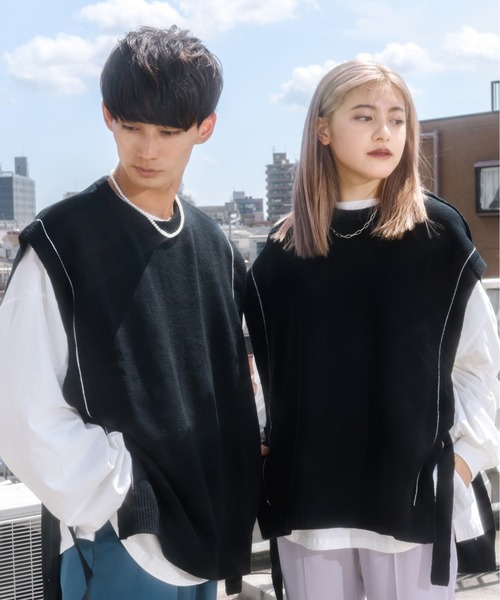 Ellno Loset（エルノロゼット）の「ニットベスト×ロンＴセット（ニット/セーター・メンズ・ブラック・MEDIUM/LARGE）」の9枚目の写真