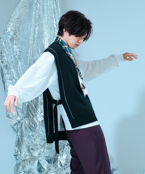 Ellno Loset（エルノロゼット）の「ニットベスト×ロンＴセット（ニット/セーター・メンズ・ブラック・MEDIUM/LARGE）」の19枚目の写真