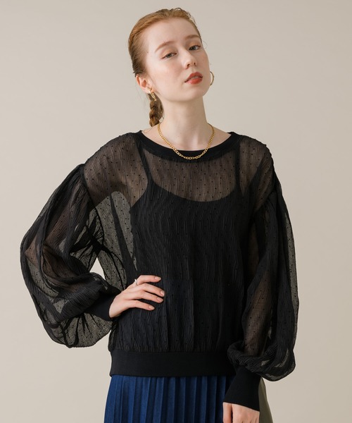 ROSIEE（ロージー）の「ROSIEE シアードットブラウス（シャツ/ブラウス・レディース・ブラック/ブラウン・FREE）」の2枚目の写真