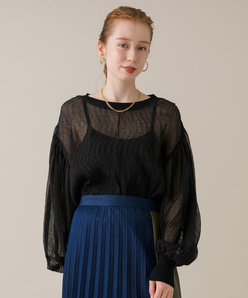 ROSIEE（ロージー）の「ROSIEE シアードットブラウス（シャツ/ブラウス・レディース・ブラック/ブラウン・FREE）」の3枚目の写真