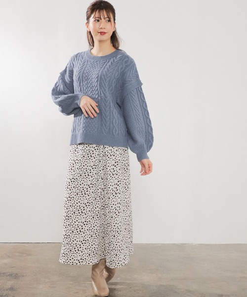 Honeys（ハニーズ）の「ケーブル編ニット（ニット/セーター・レディース・ライトグリーン/ベージュ/モカ/アイボリー/ブルー系その他/オレンジ・L/LL/S/M）」の14枚目の写真