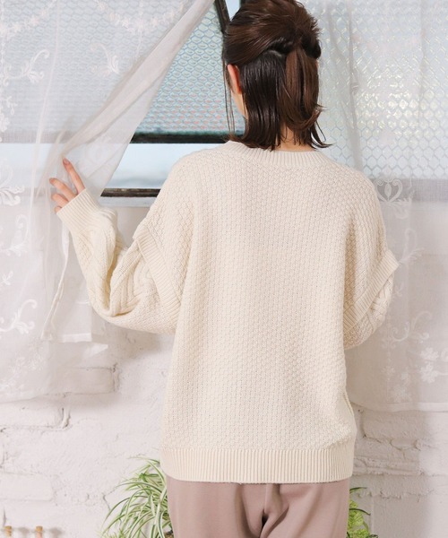 Honeys（ハニーズ）の「ケーブル編ニット（ニット/セーター・レディース・ライトグリーン/ベージュ/モカ/アイボリー/ブルー系その他/オレンジ・L/LL/S/M）」の18枚目の写真