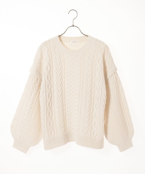 Honeys（ハニーズ）の「ケーブル編ニット（ニット/セーター・レディース・ライトグリーン/ベージュ/モカ/アイボリー/ブルー系その他/オレンジ・L/LL/S/M）」の15枚目の写真