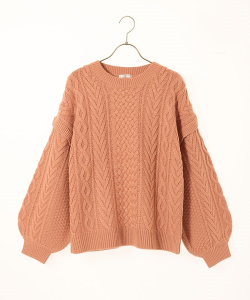 Honeys（ハニーズ）の「ケーブル編ニット（ニット/セーター・レディース・ライトグリーン/ベージュ/モカ/アイボリー/ブルー系その他/オレンジ・L/LL/S/M）」の19枚目の写真